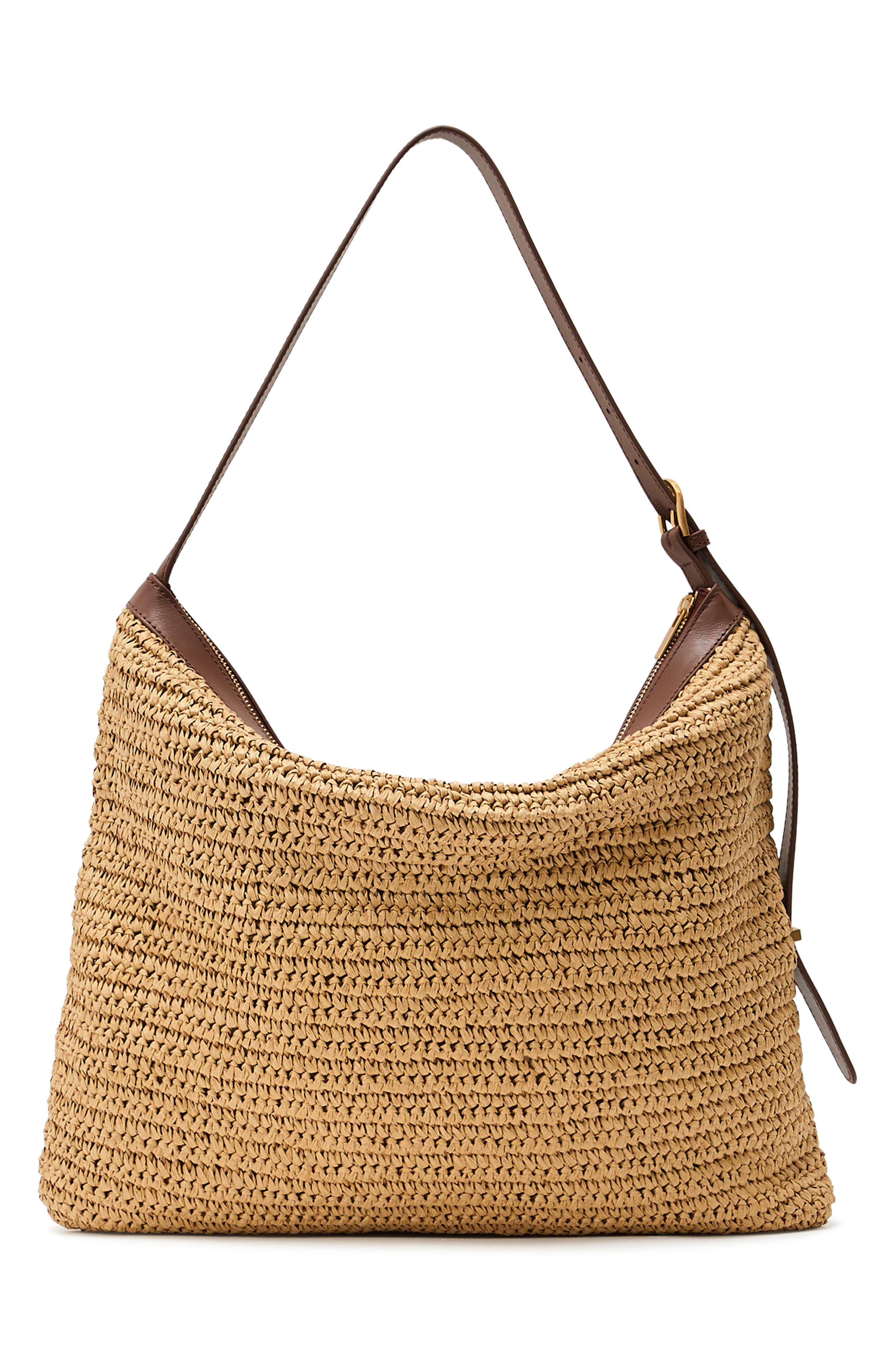 Reiss Vigo Raffia Shoulder Bag, Alternate, color, Natural