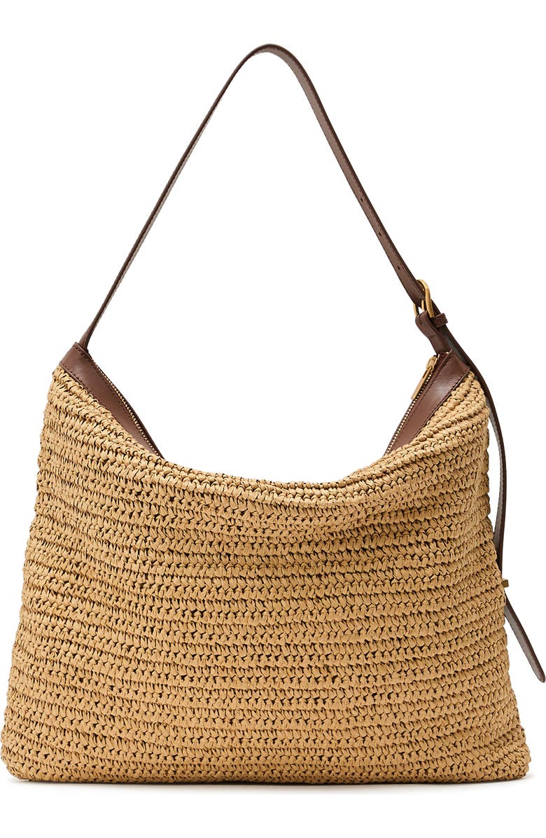 Reiss Vigo Raffia Shoulder Bag, Alternate, color, Natural