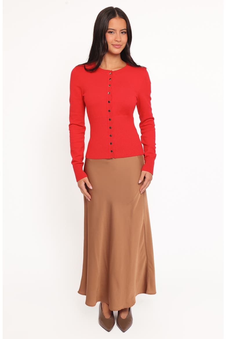 Walsh Scallop Trim Cardigan, Alternate, color, RED
