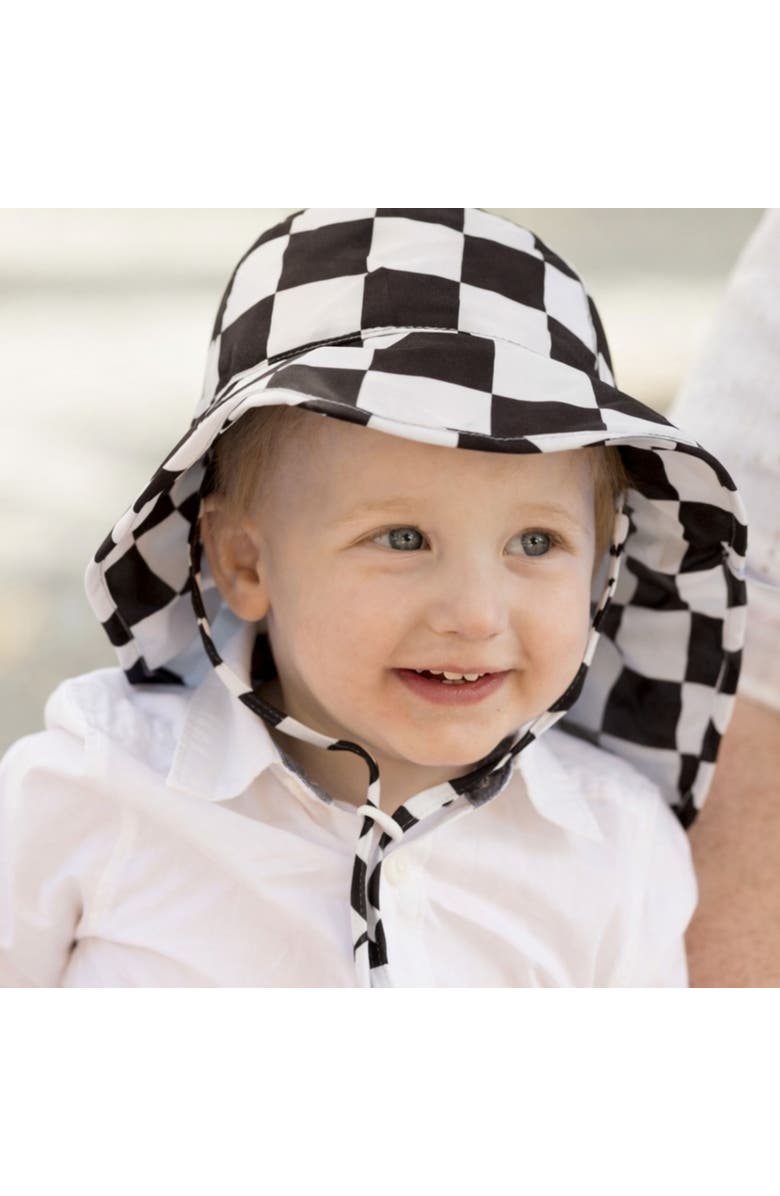 Tiny Twinkle Baby UPF 50+  Sun Protection Flap Hat, Alternate, color, Black Checkers