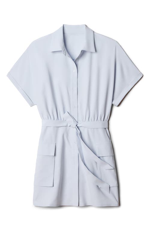Shop Rhone Mirage Water Repellent Short Sleeve Mini Shirtdress In Blue Ice