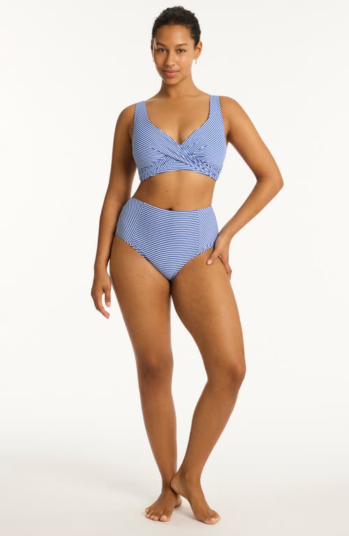 Sea Level Varsity Paneled High Waist Bikini Bottoms