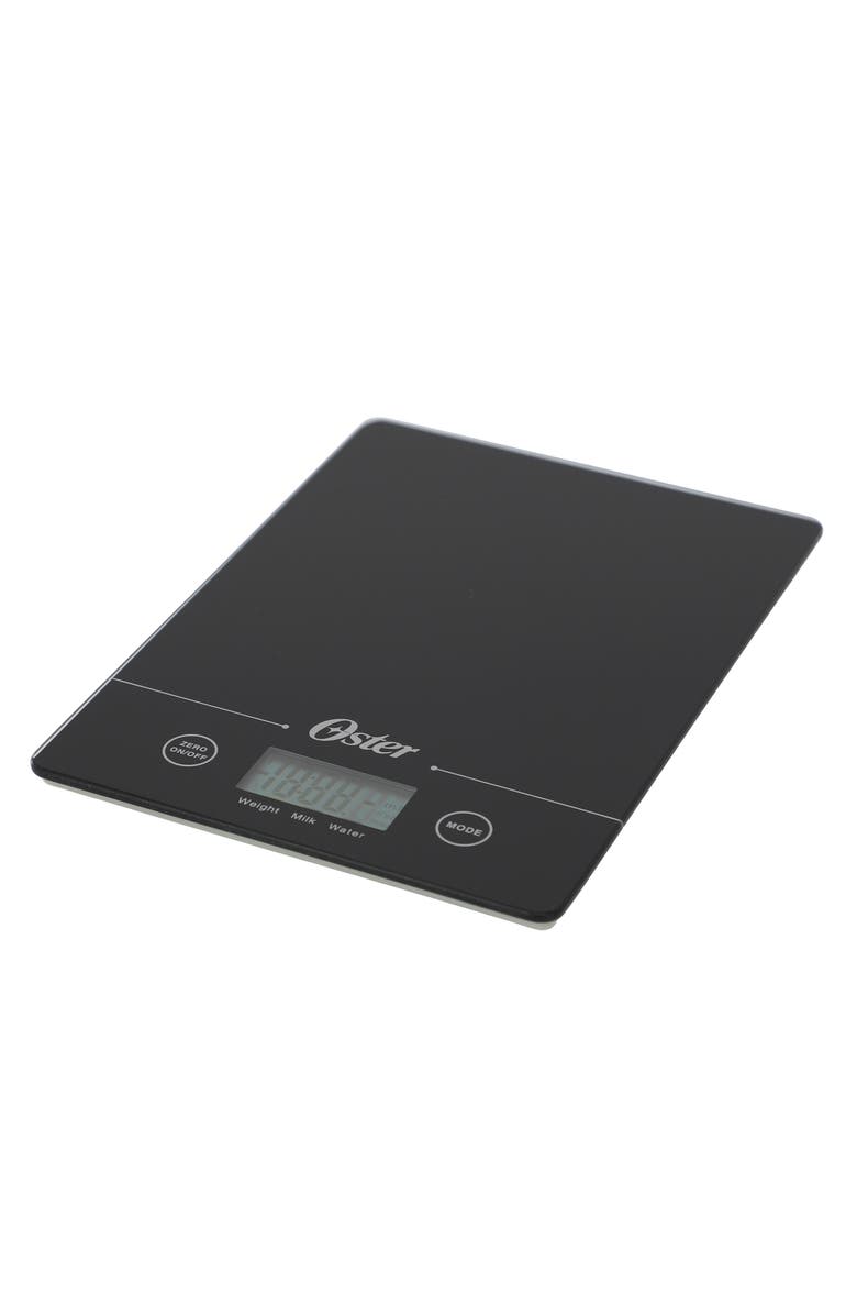 OSTER Gridley Square Tempe Glass Digital Kitchen Scale, Main, color, Black