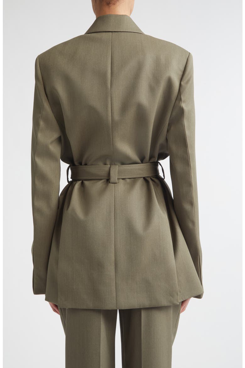 Tailored Belted Wool Blend Twill Jacket, Alternate, color, SAGE MELANGE