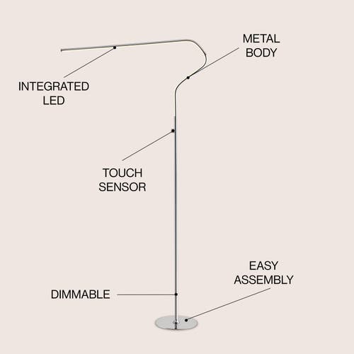 Jonathan Y Julian 65.25" Integrated Led Metal Floor Lamp In Chrome