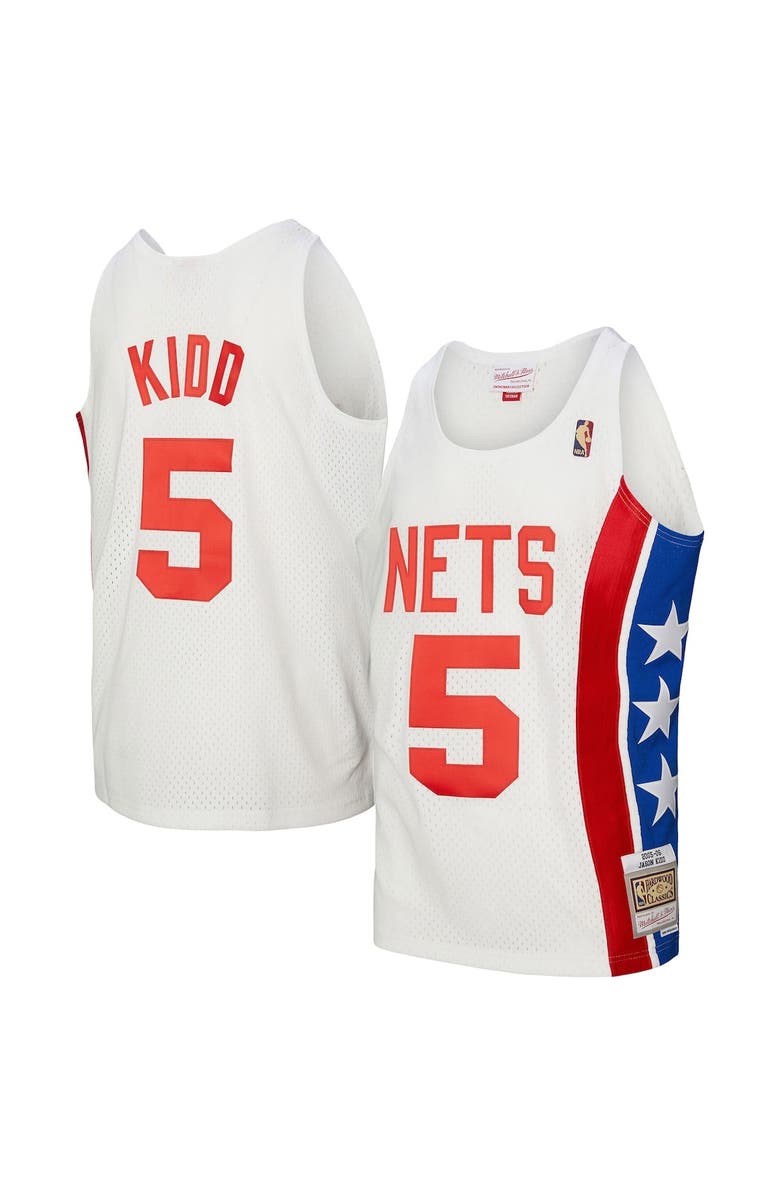 Mitchell & Ness Men's Mitchell & Ness Jason Kidd White New Jersey Nets 2005/06 Hardwood Classics Swingman Jersey, Main, color, White