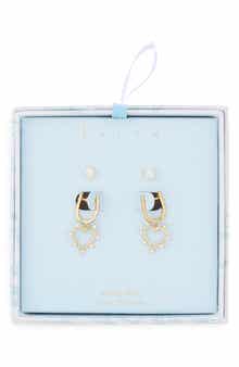 Assorted 2-Pack Cubic Zirconia & Open Heart Drop Earrings