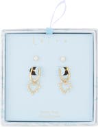 Leith Assorted 2-Pack Cubic Zirconia & Open Heart Drop Earrings