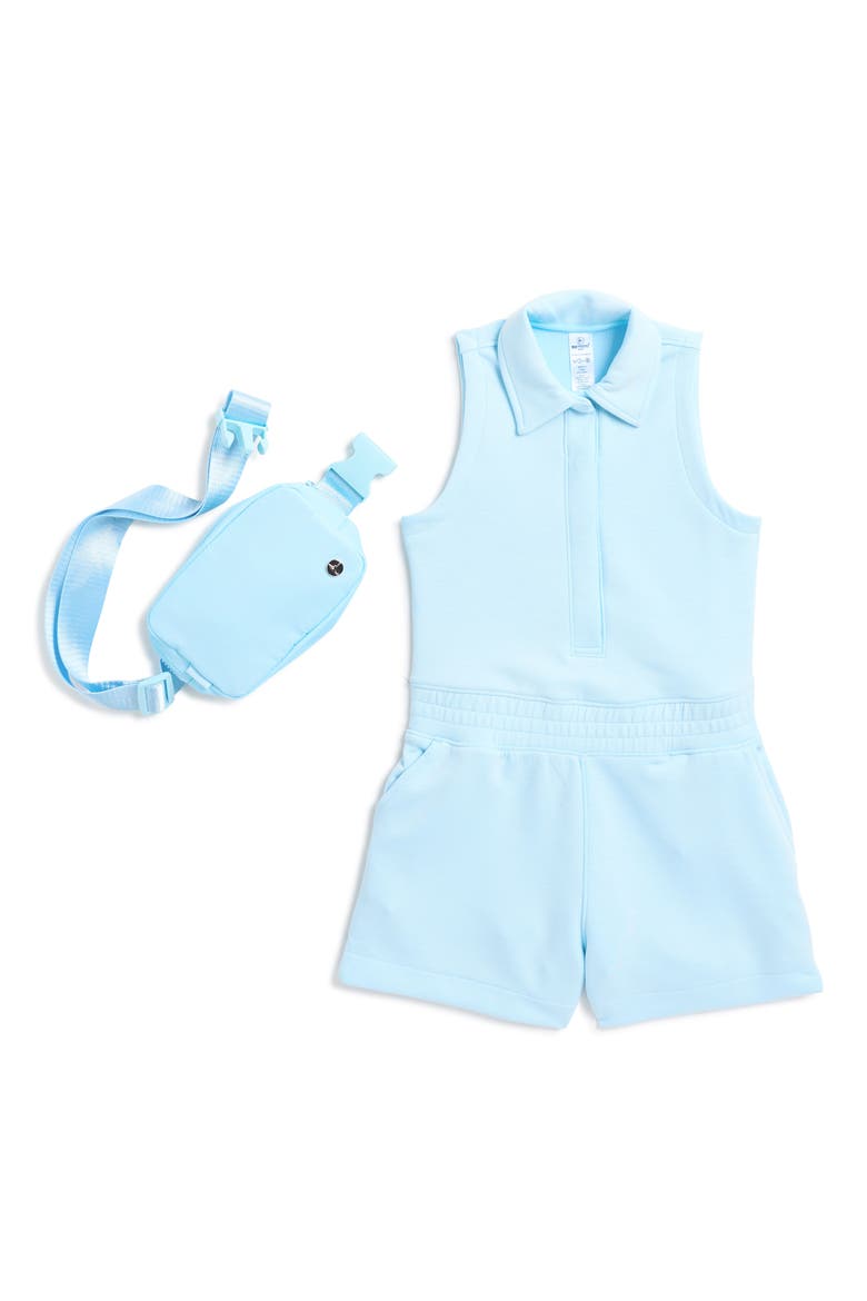 Kids' Scuba Knit Romper & Belt Bag Set, Main, color, NANTUCKET BLUE