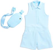 90 DEGREE BY REFLEX Kids' Scuba Knit Romper & Belt Bag Set