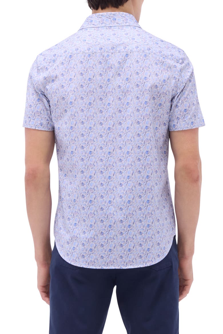 Miles OoohCotton® Leaf Print Short Sleeve Button-Up Shirt, Alternate, color, AIR BLUE