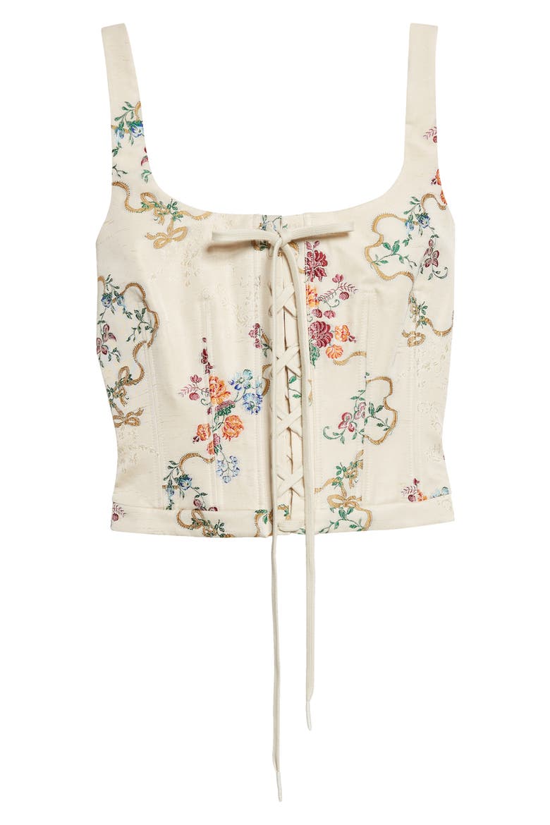 Distressed Floral Corset Top, Alternate, color, IVORY MULTICOLOUR