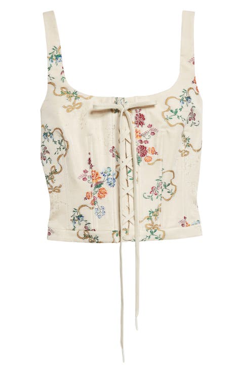 Distressed Floral Corset Top