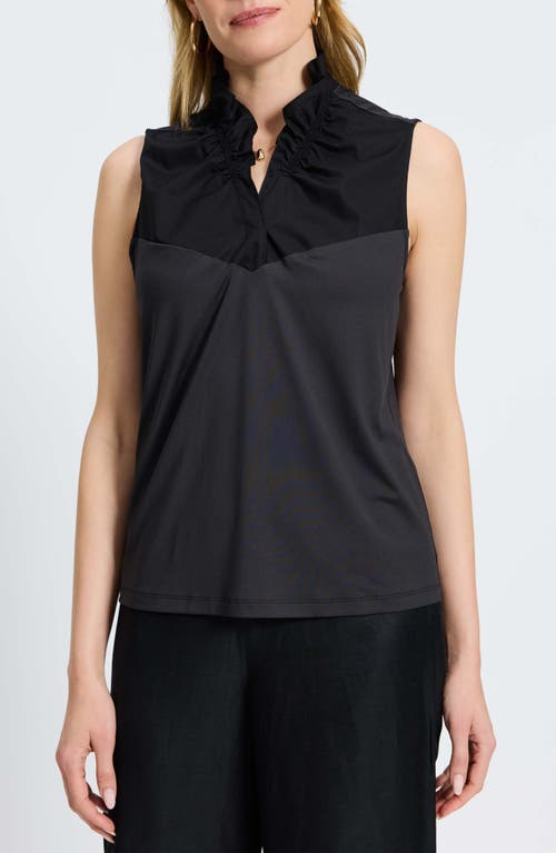Foxcroft Tammy Ruffle Sleeveless Top In Black