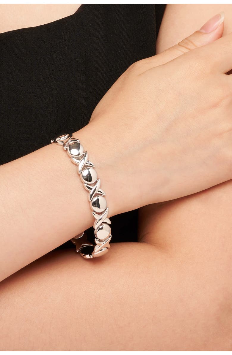 Oradina Sterling Silver Hugs and Kisses Bracelet, Alternate, color, Sterling Silver