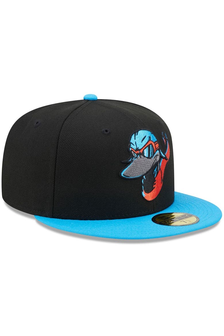 Men's New Era Black/Light Blue Beloit Sky Carp Marvel x Minor League 59FIFTY Fitted Hat, Alternate, color, Black