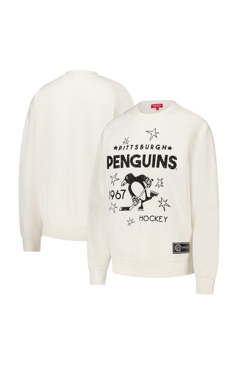 Mitchell & Ness Women's Mitchell & Ness Cream Pittsburgh Penguins Logo 3.0 Pullover Sweatshirt, Main, color, Cream