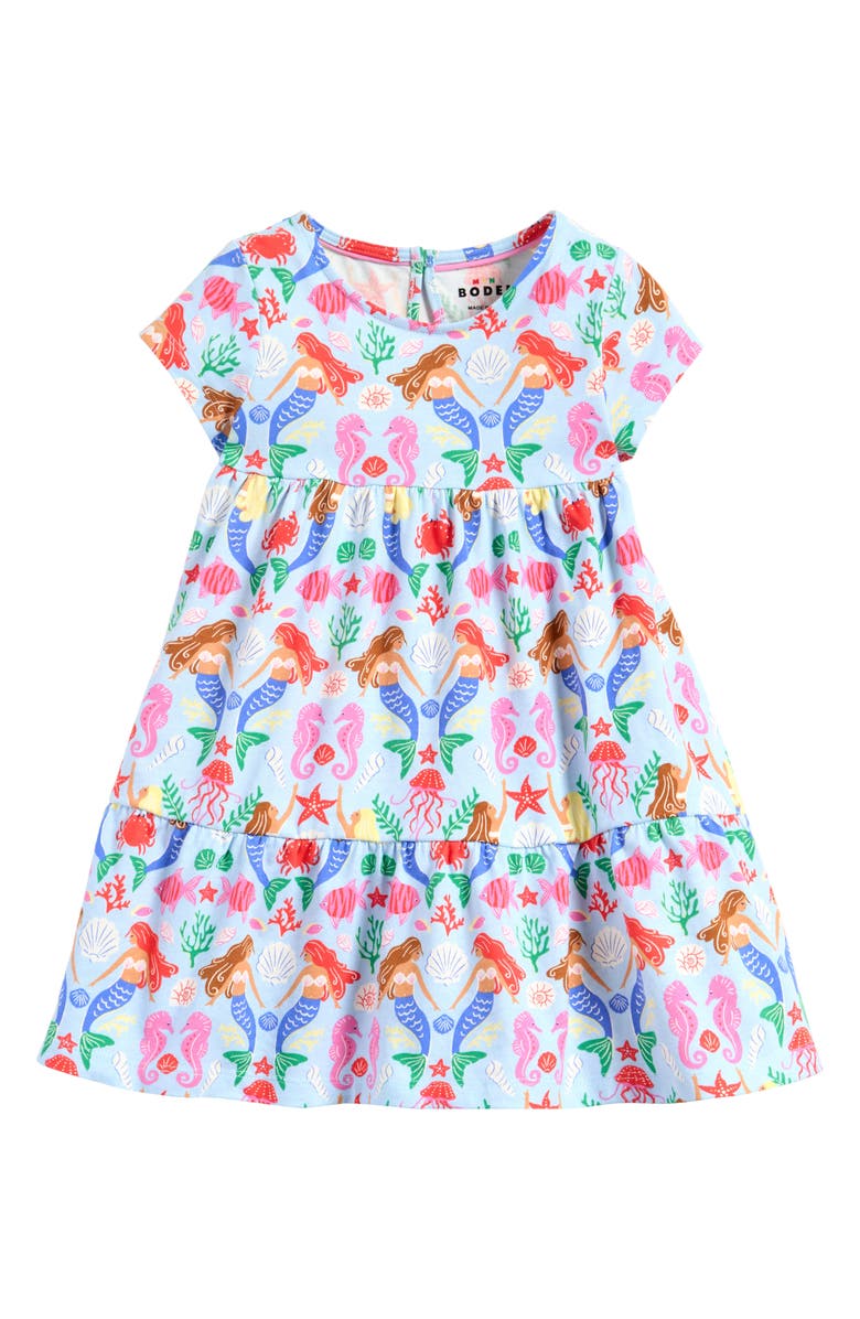 Mini Boden Kids' Mermaid Print Twirly Jersey Dress, Main, color, 