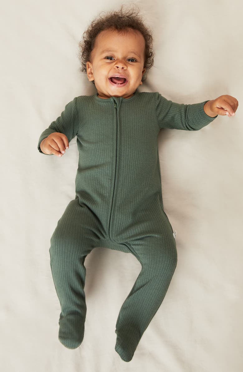 MORI Ribbed Two Way Zip-Up Sleepsuit, Alternate, color, Pine