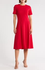 DKNY Jewel Neck Fit & Flare Dress