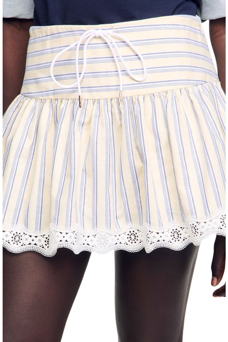 Striped skort, Alternate, color, Ecru / jean