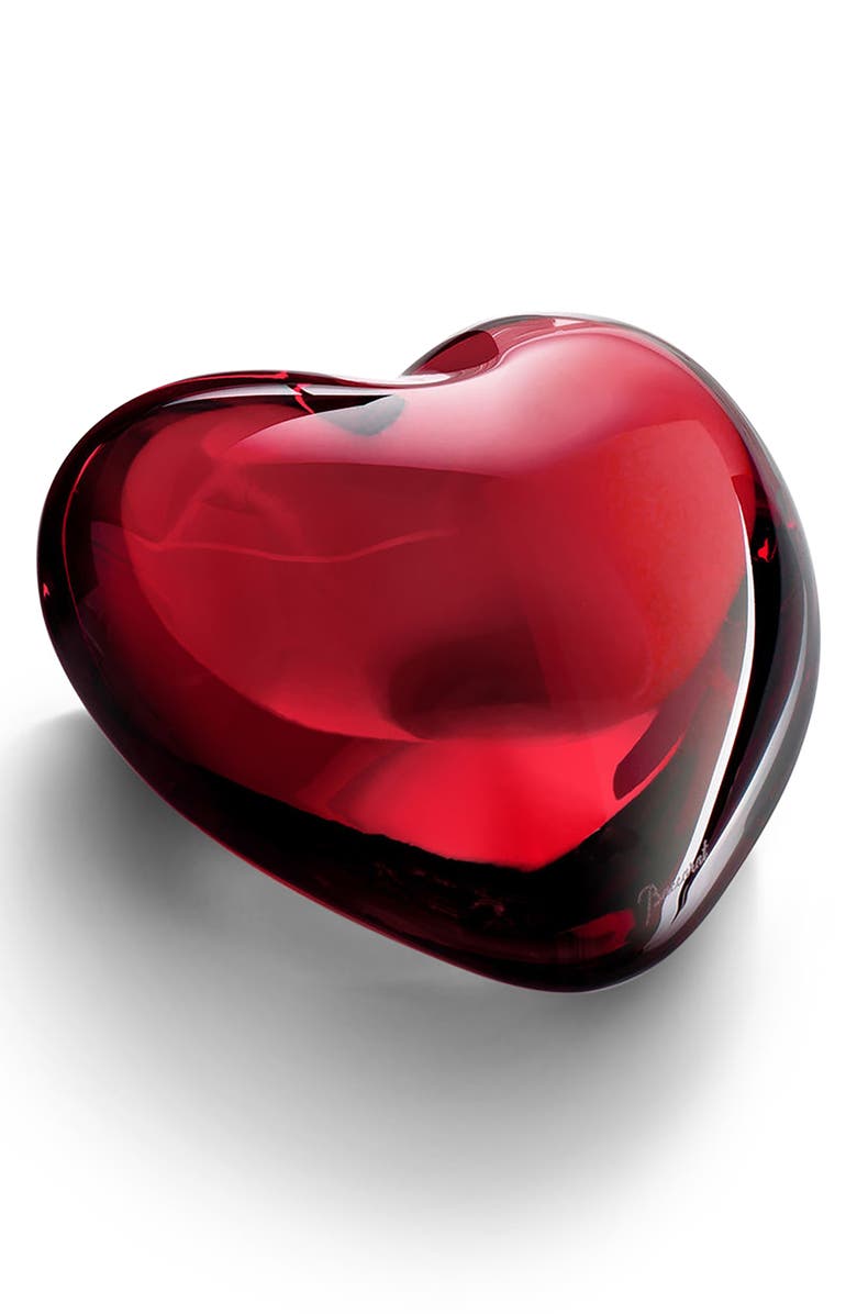 Baccarat Puffed Lead Crystal Heart, Main, color, 