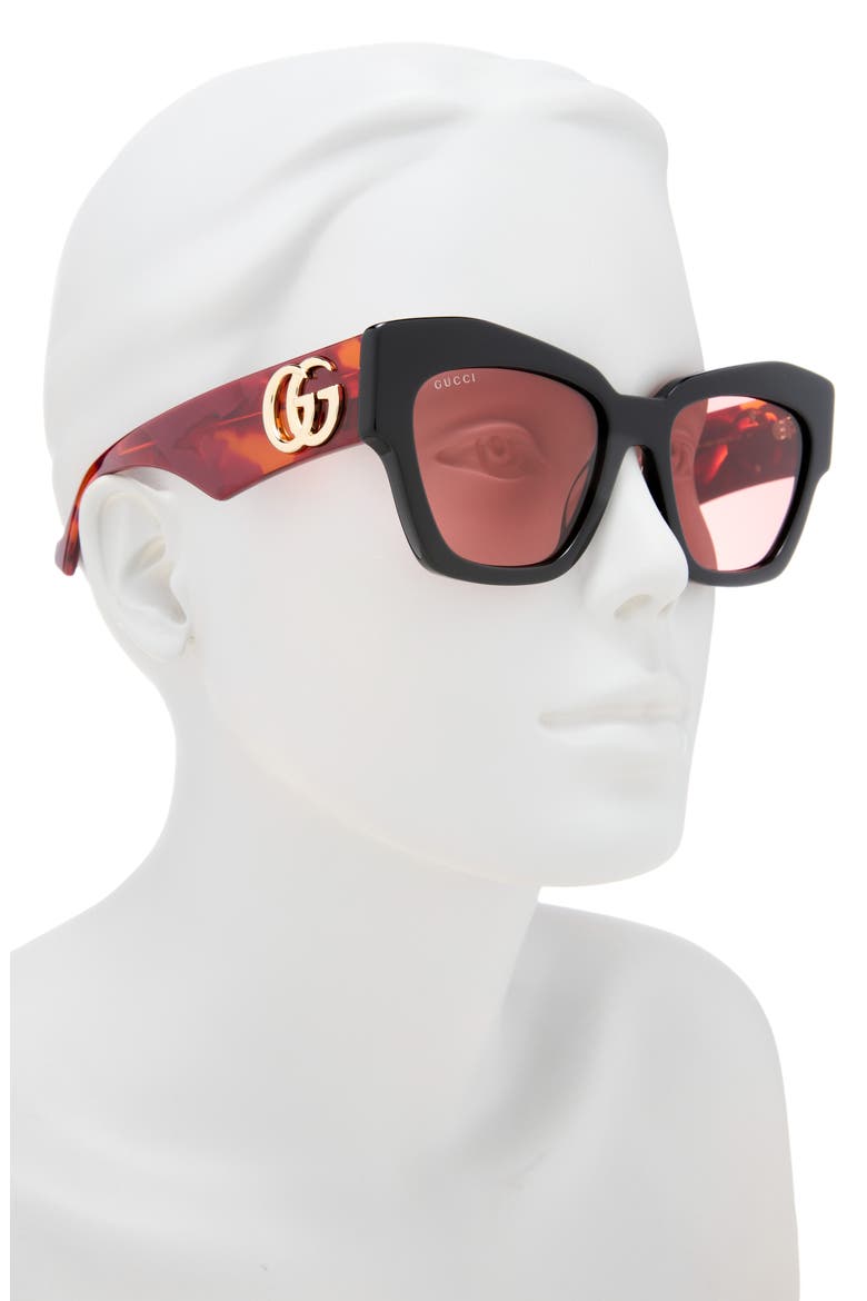 55mm Cat Eye Sunglasses, Alternate, color, BLACK HAVANA ORANGE