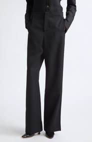 Diotima Trine Side Embroidered Wool Wide Leg Pants