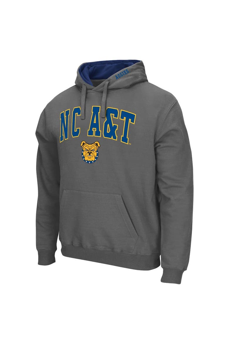 Men's Colosseum Charcoal North Carolina A&T Aggies Arch & Logo 3.0 Pullover Hoodie, Alternate, color, Charcoal