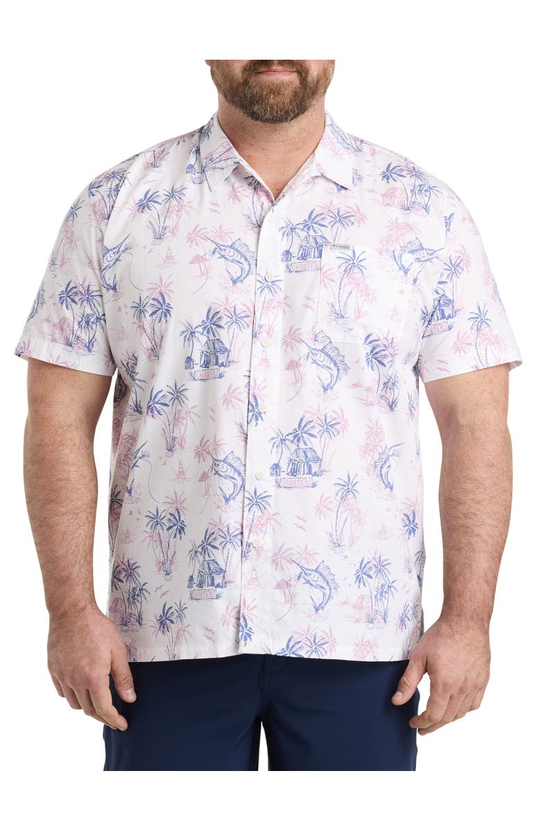 Columbia Big & Tall Trollers Best Sport Shirt, Main, color, White Scribbled