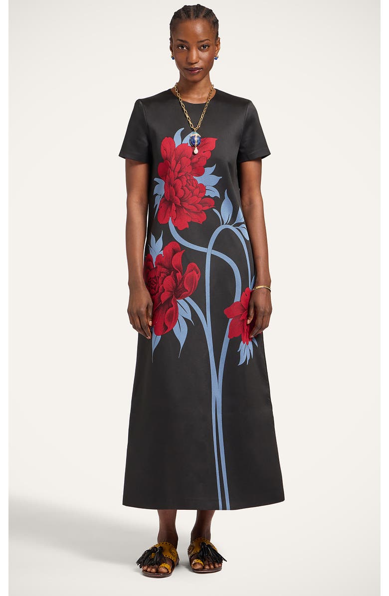 La DoubleJ Swing Dress, Main, color, Peonies Jacquard Blue