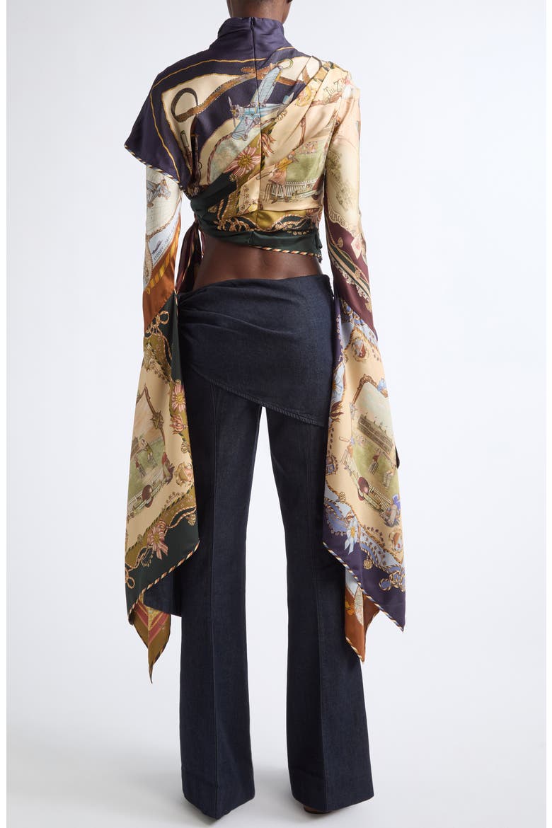 Valiant Print Draped Silk Twill Scarf Top, Alternate, color, SPLICED SCARVES