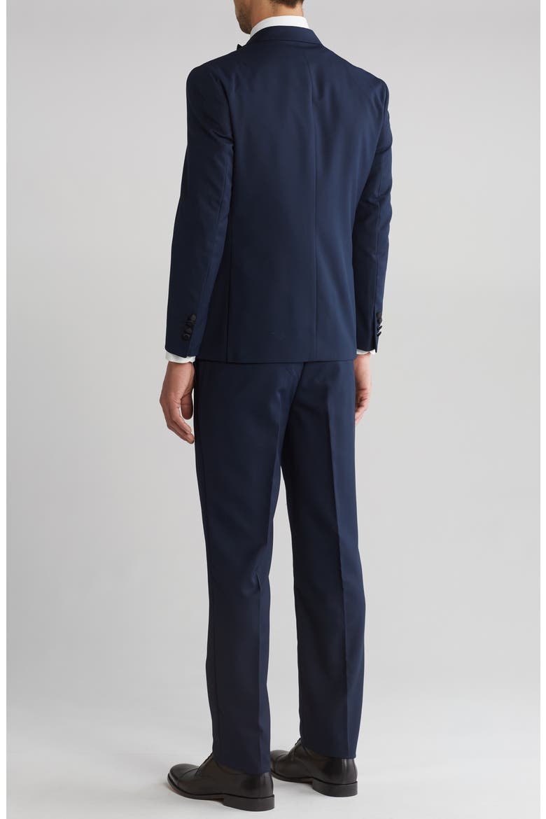Slim Fit Satin Peak Lapel 3-Piece Tuxedo, Alternate, color, NAVY