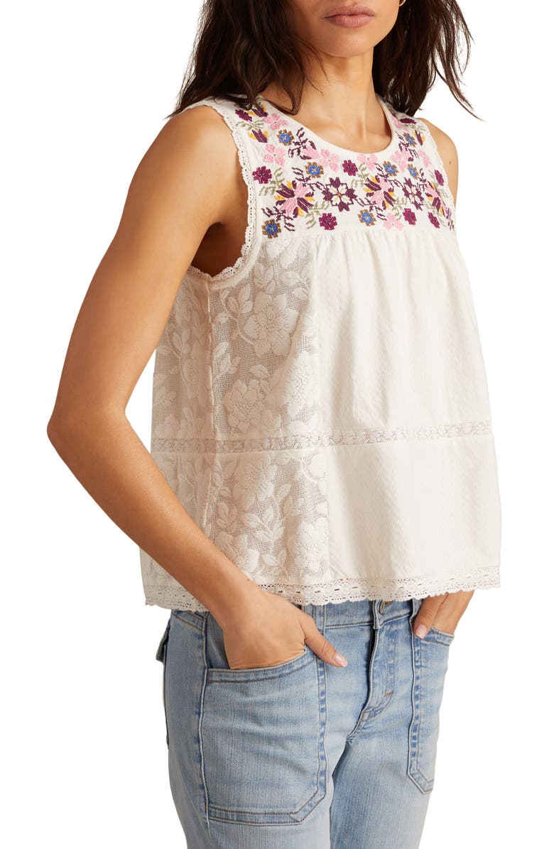 Lucky Brand Embroidered Cotton Tank, Alternate, color, Tofu