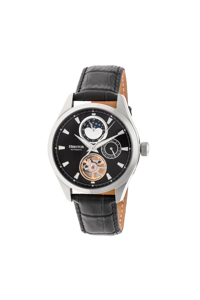 Sebastian Semi-Skeleton Automatic Watch, Main, color, Silver-Black