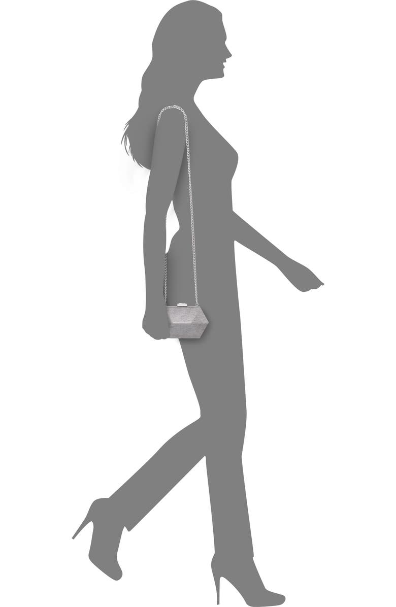 Nina Metallic Hex Minaudiere, Alternate, color, Dark Silver