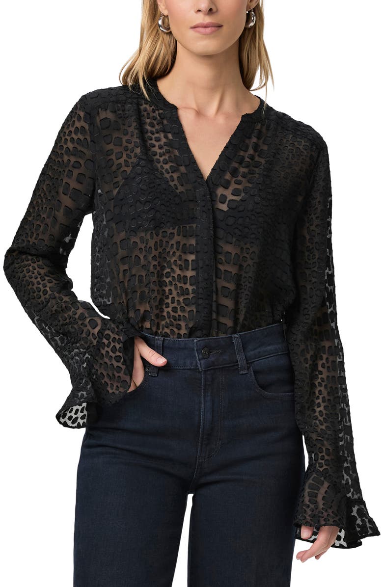 PAIGE Pepita Textured Silk Blend Button-Up Shirt, Main, color,
