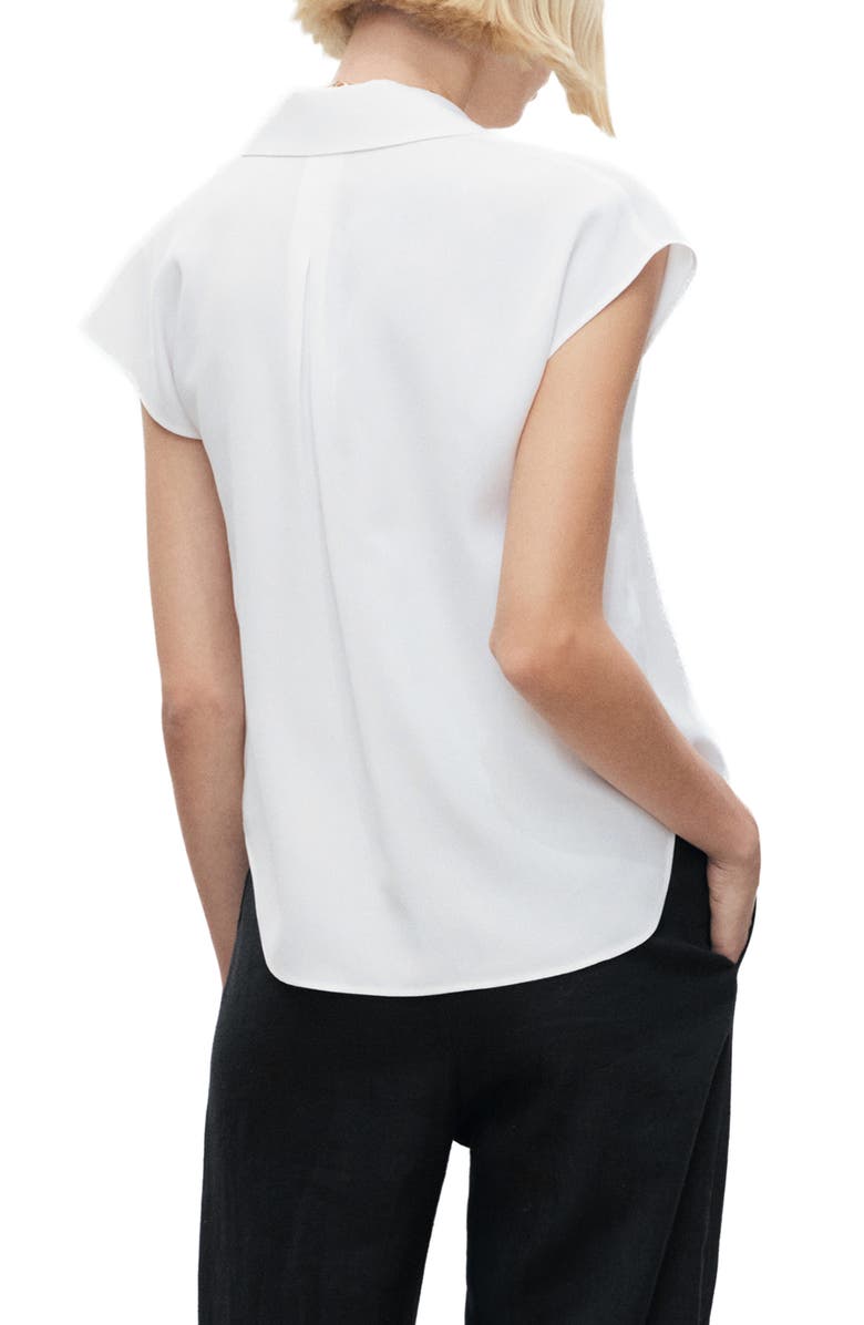 MANGO Cap Sleeve Button-Up Shirt, Alternate, color, Off White