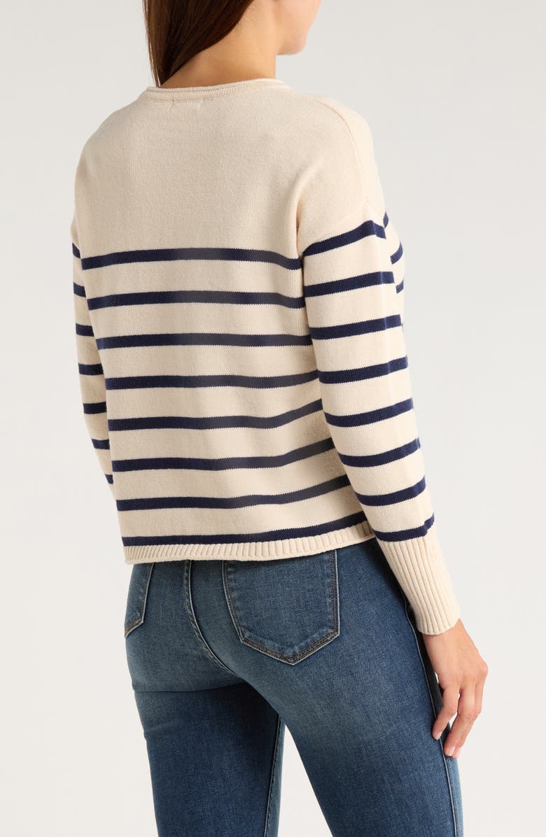 Vigoss Stripe Knit Sweater, Alternate, color, Creme/ Navy