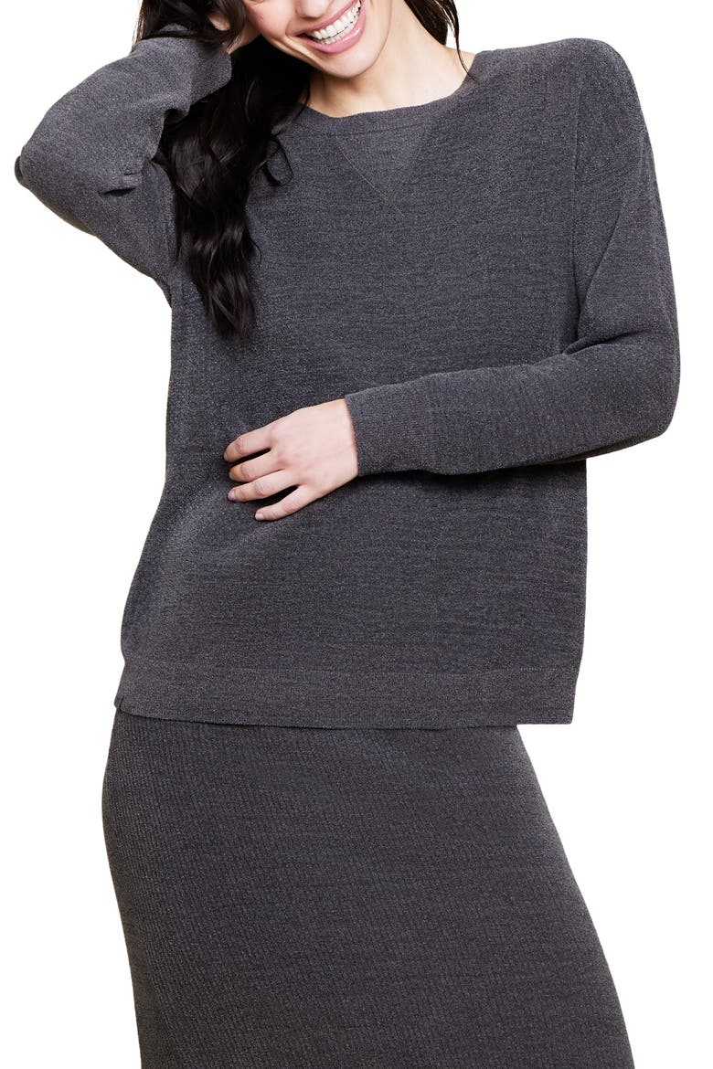 CozyChic Ultra Lite® Drop Shoulder Lounge Sweater, Alternate, color, CARBON