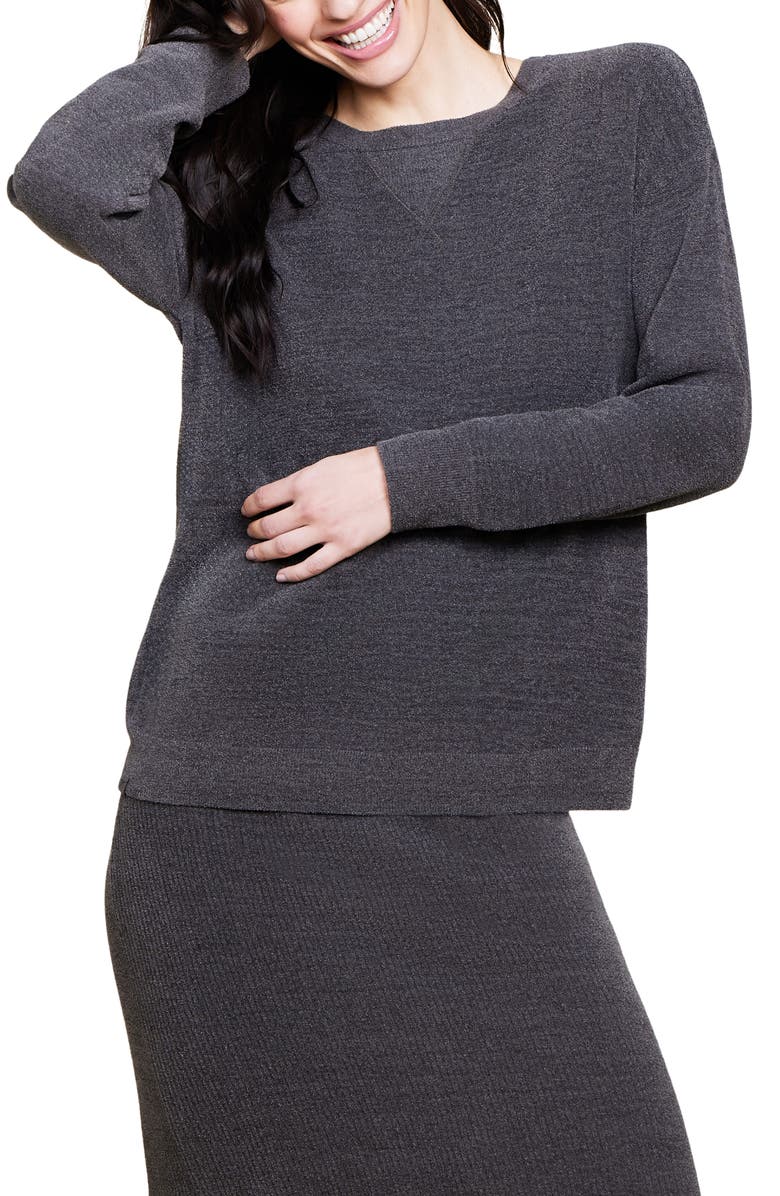 Barefoot Dreams<sup>®</sup> CozyChic Ultra Lite<sup>®</sup> Drop Shoulder Lounge Sweater, Alternate, color, Carbon