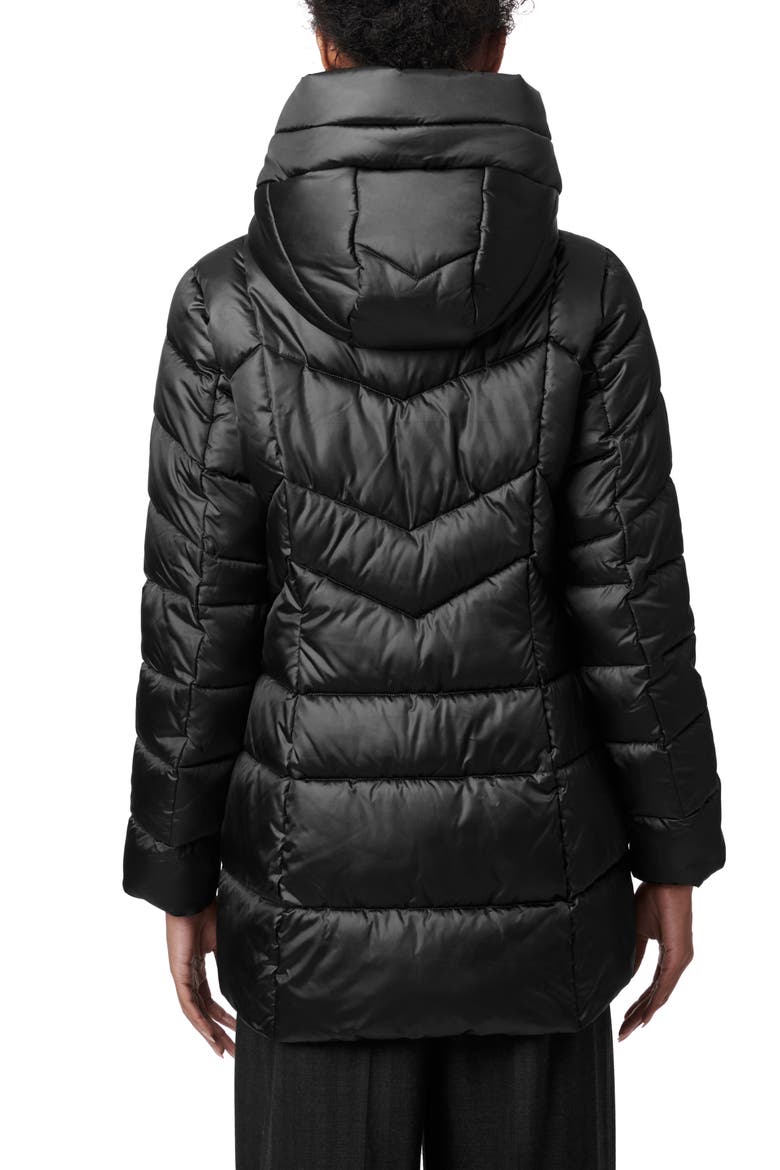 Metallic Hooded Walker Coat, Alternate, color, BLACK