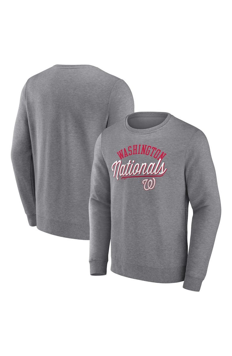 FANATICS Men's Fanatics Branded Heather Gray Washington Nationals Simplicity Pullover Sweatshirt, Main, color, Heather Gray
