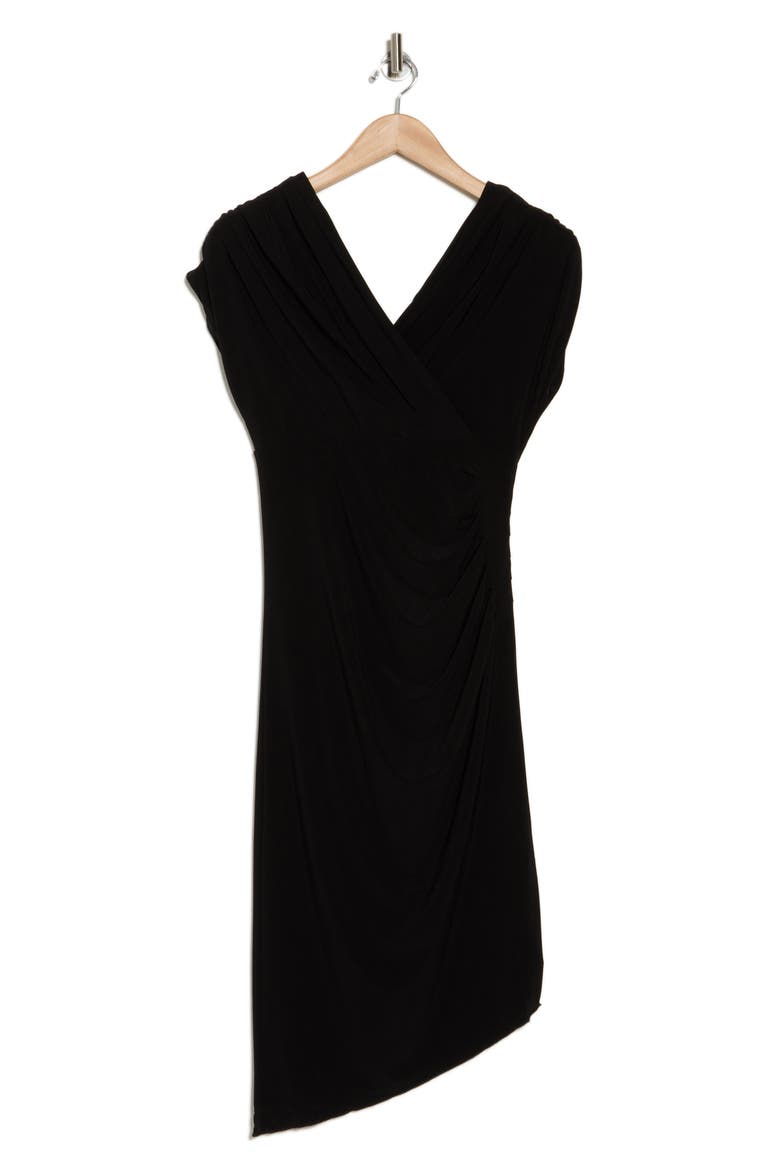 Cap Sleeve Asymmetric Hem Body-Con Dress, Alternate, color, BLACK
