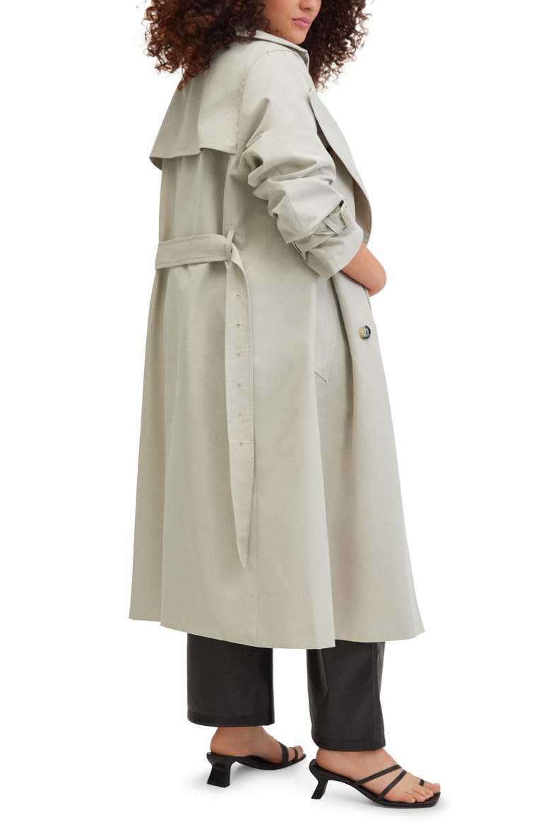 Double Breasted Trench Coat, Alternate, color, LIGHT/ PASTEL GREY