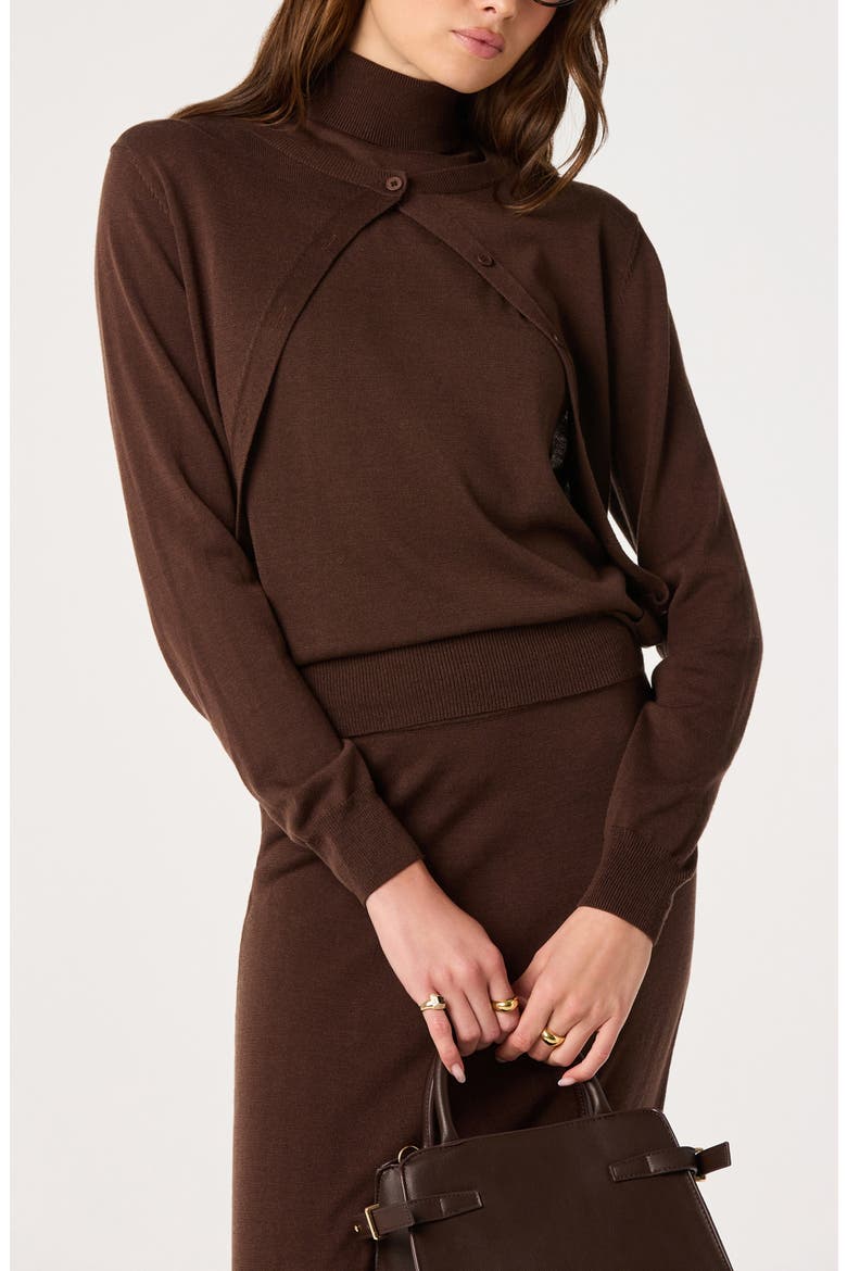 Kelly Mock Neck Sweater, Main, color, BROWN