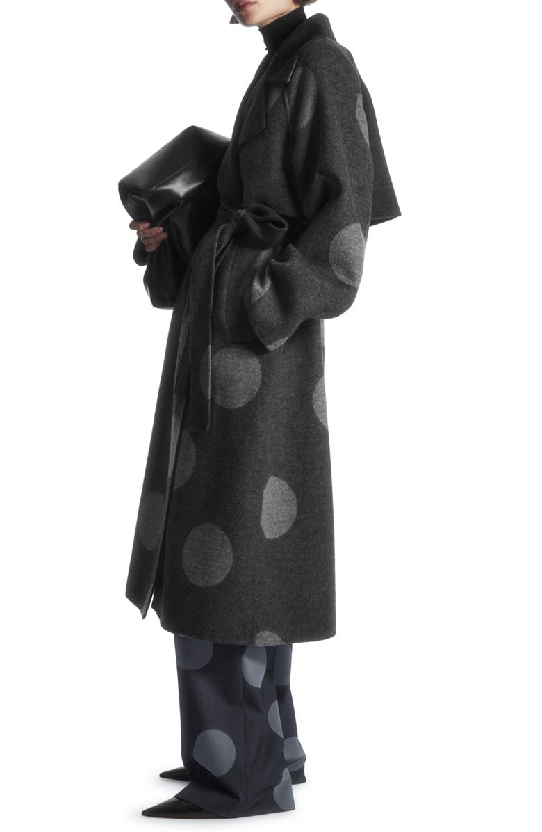COS Oversized Belted Polka Dot Wool Blend Coat, Alternate, color, 