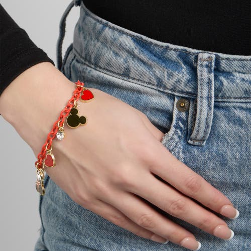 Disney Heart Charm Bracelet In Red