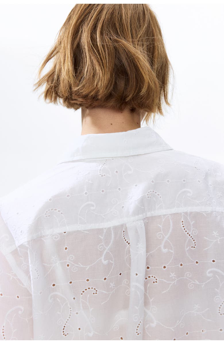 H&M Oversized Broderie Anglaise Shirt, Alternate, color, White