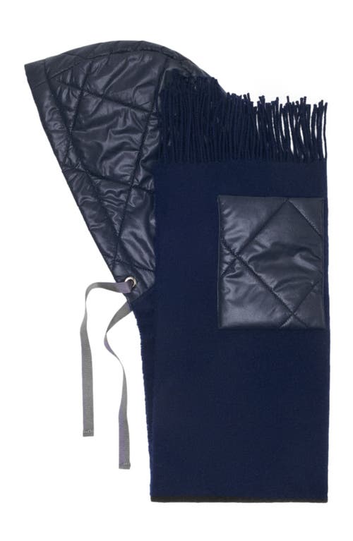 Maje Hooded Wool Poncho In Blue